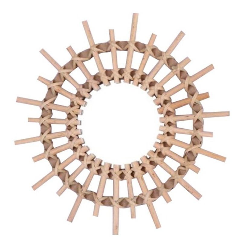 D_944112-MLU44308055943_122020-F.jpg Espejo Colgante Pared Ratán Sol Redondo Decoración 28 Cm - Imagen 1