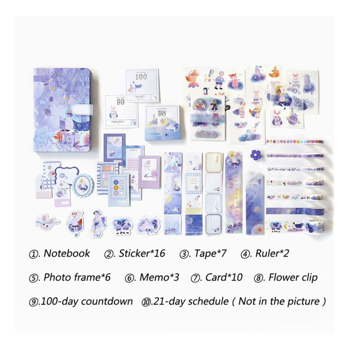 Set Cuaderno Diario Intimo + Stickers Reglas Cintas Y Más - Imagen 4