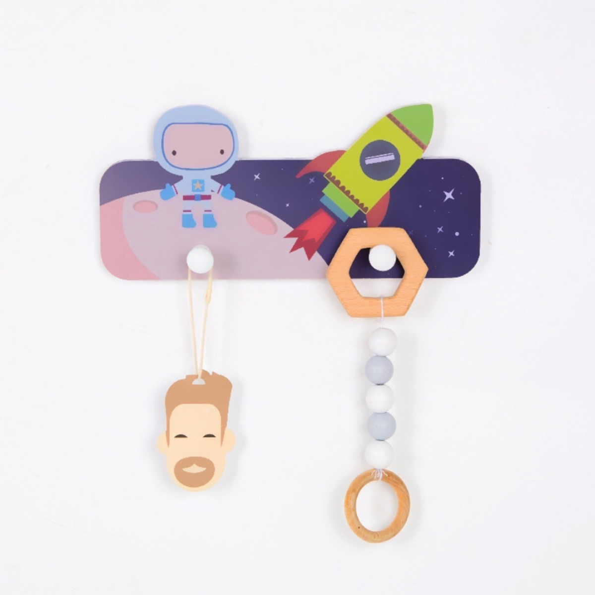 Perchero Colgante De Pared Infantil Astronautas Decorativo - Imagen 6