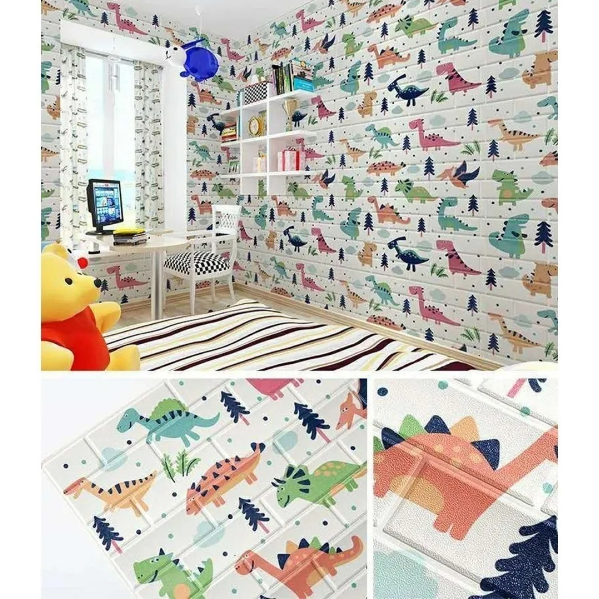 Revestimientos Adhesivo Panel 3d Simil Dino Niños Deco - Imagen 19