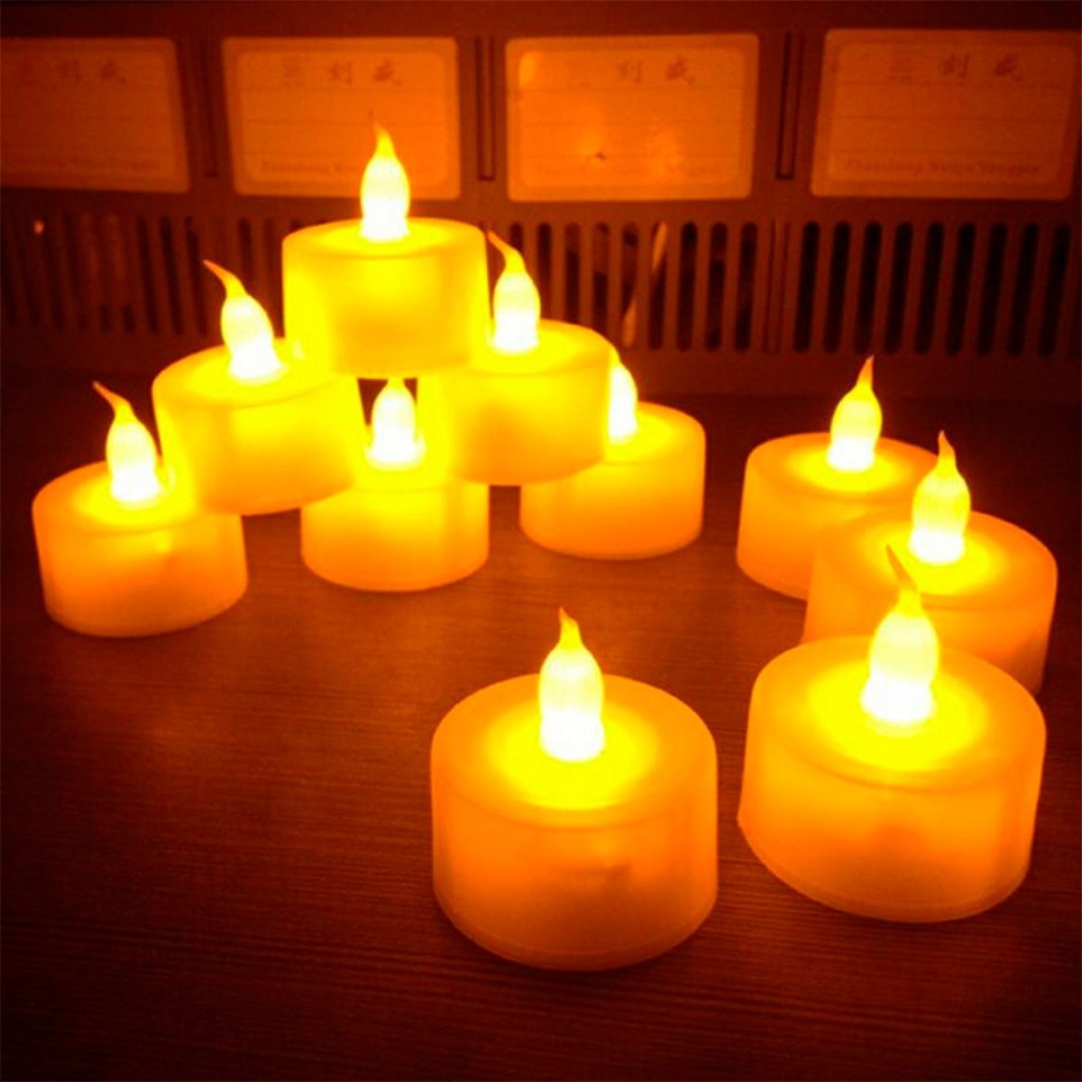 Mini Vela Luz Set De 12 C/pila Souvenir Fiestas Eventos Deco - Imagen 4