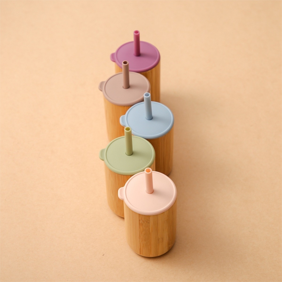 Vaso Con Sorbito 150ml Antiderrame Bamboo P/bebés Niños - Imagen 4