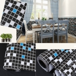Papel Adhesivo Empapelar Paredes Azulejos Cuadriculado Negro - Imagen 4