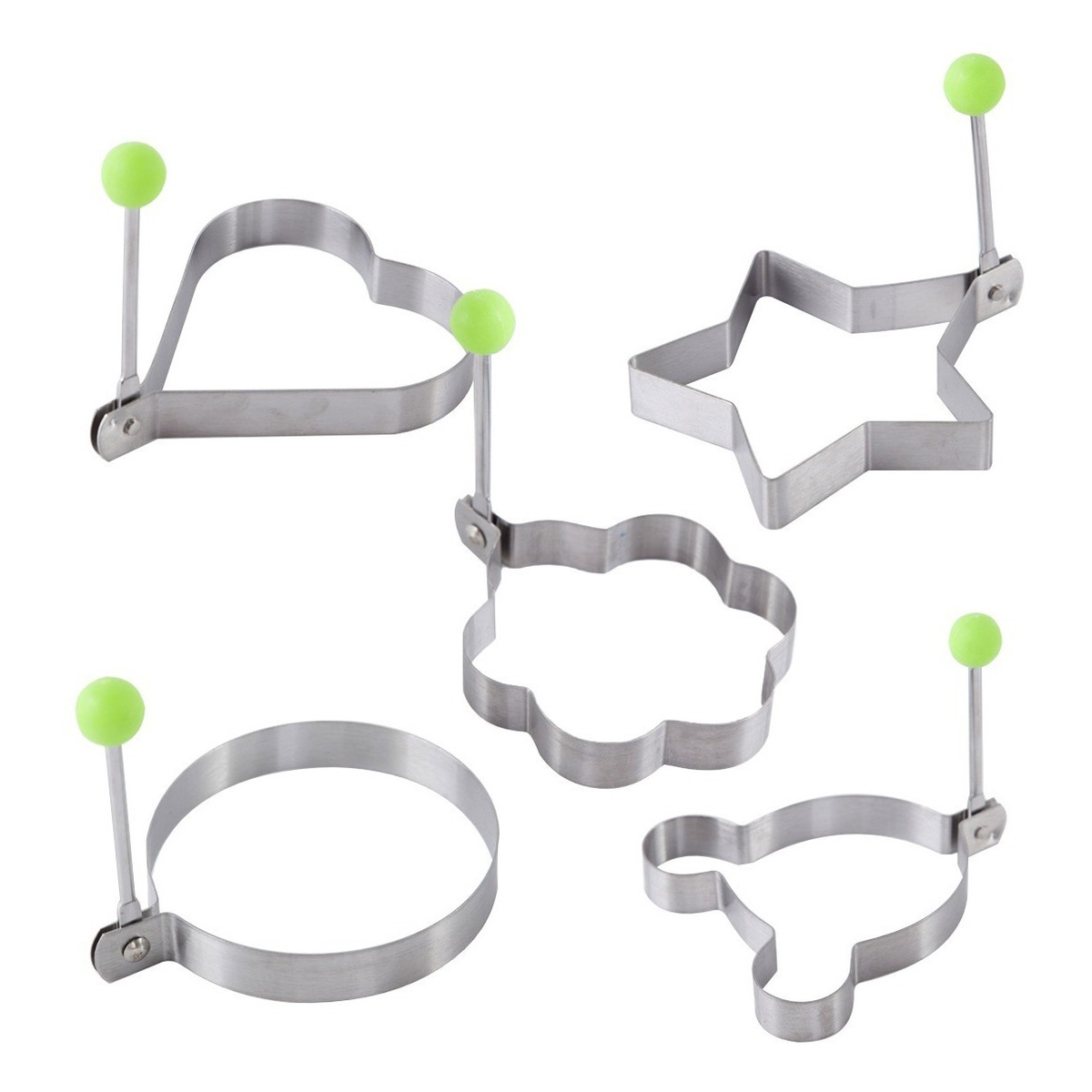 Set X5 Moldes De Metal Para Huevo Hamburguesas - Divertidos - Imagen 1