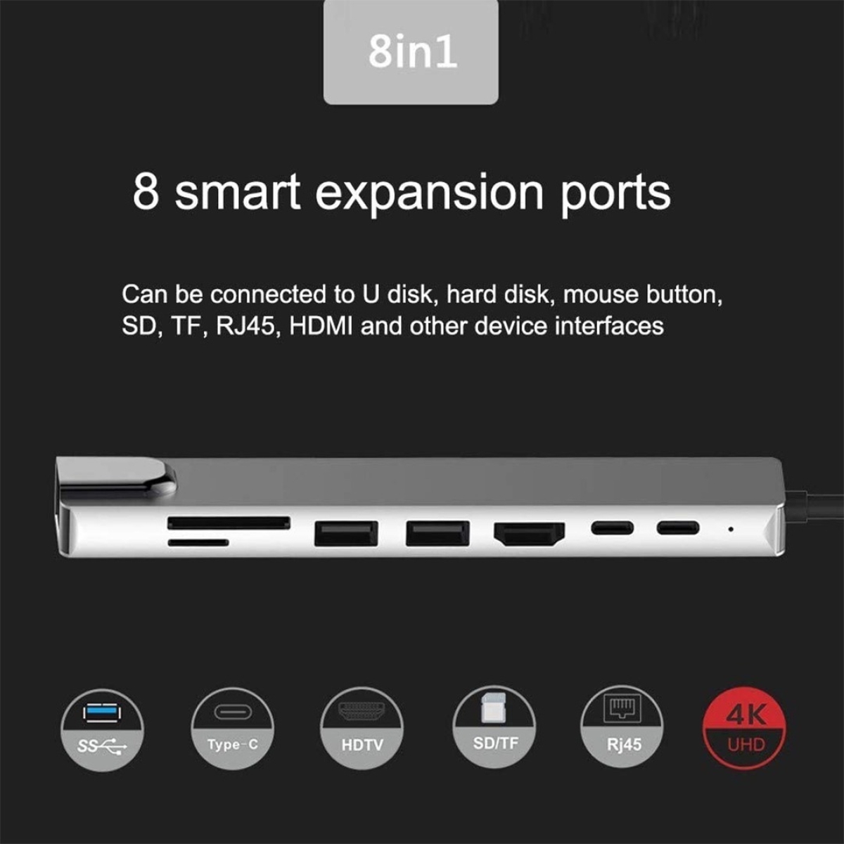 Hub Macbook Air Pro 8 En 1 Windows Tipo Usb C Apple Pendrive - Imagen 4