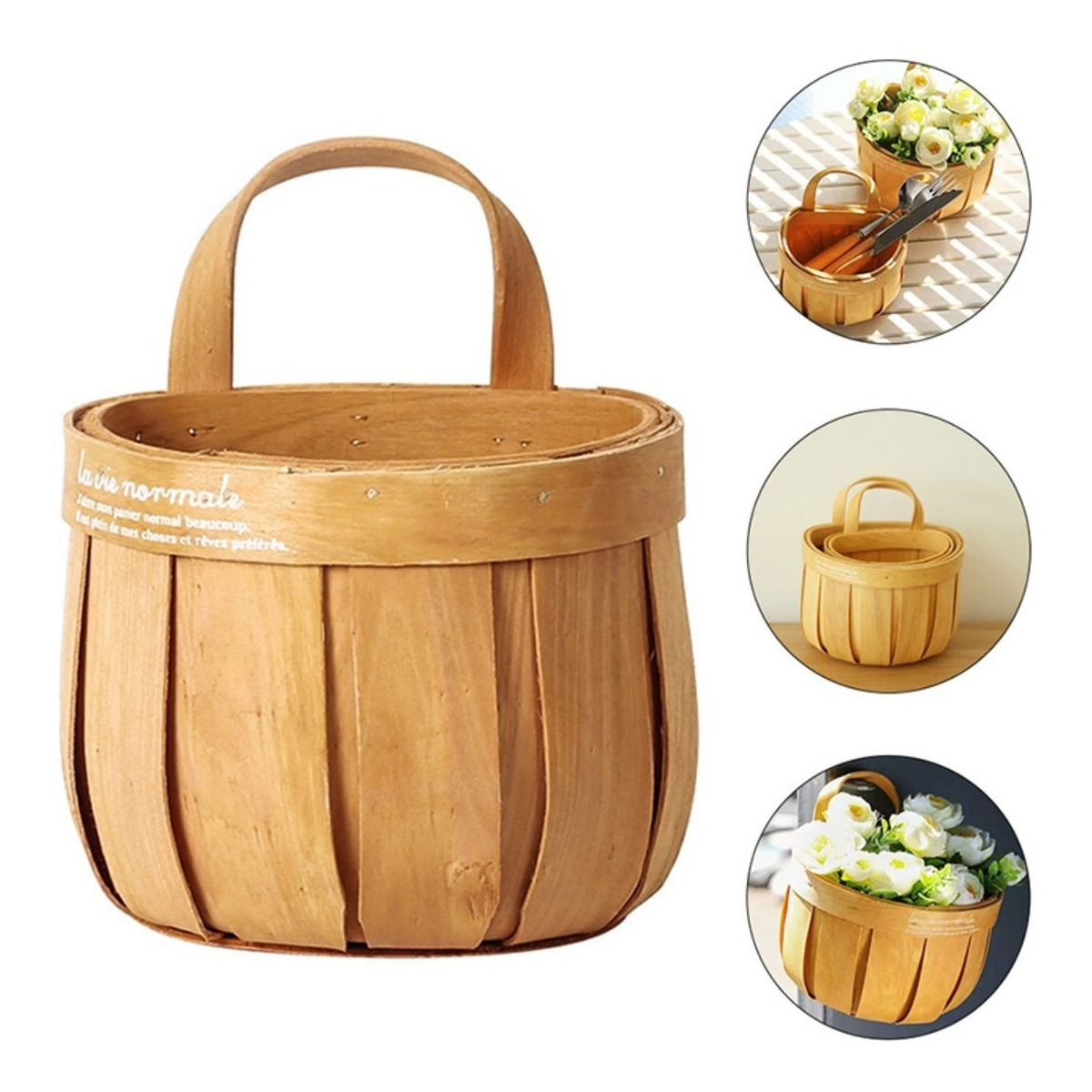 Cesto Organizador Decorativo Cocina Madera Grande Iluminaras - Imagen 3