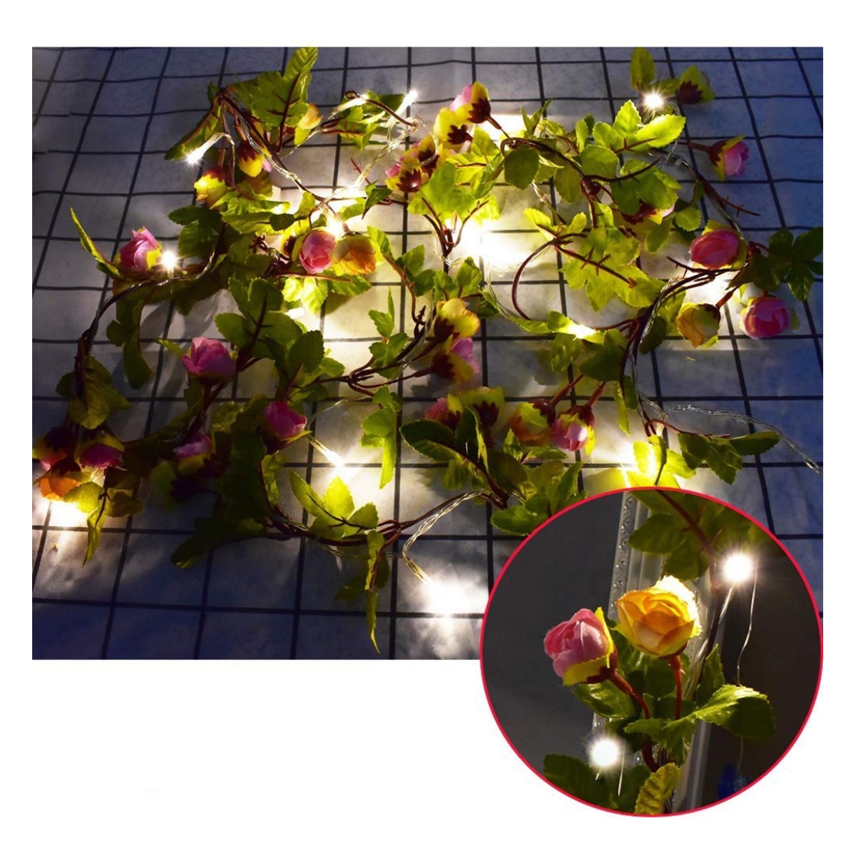 Guirnalda Con Luces En Forma De Rosas Guía Led Flores - Imagen 5