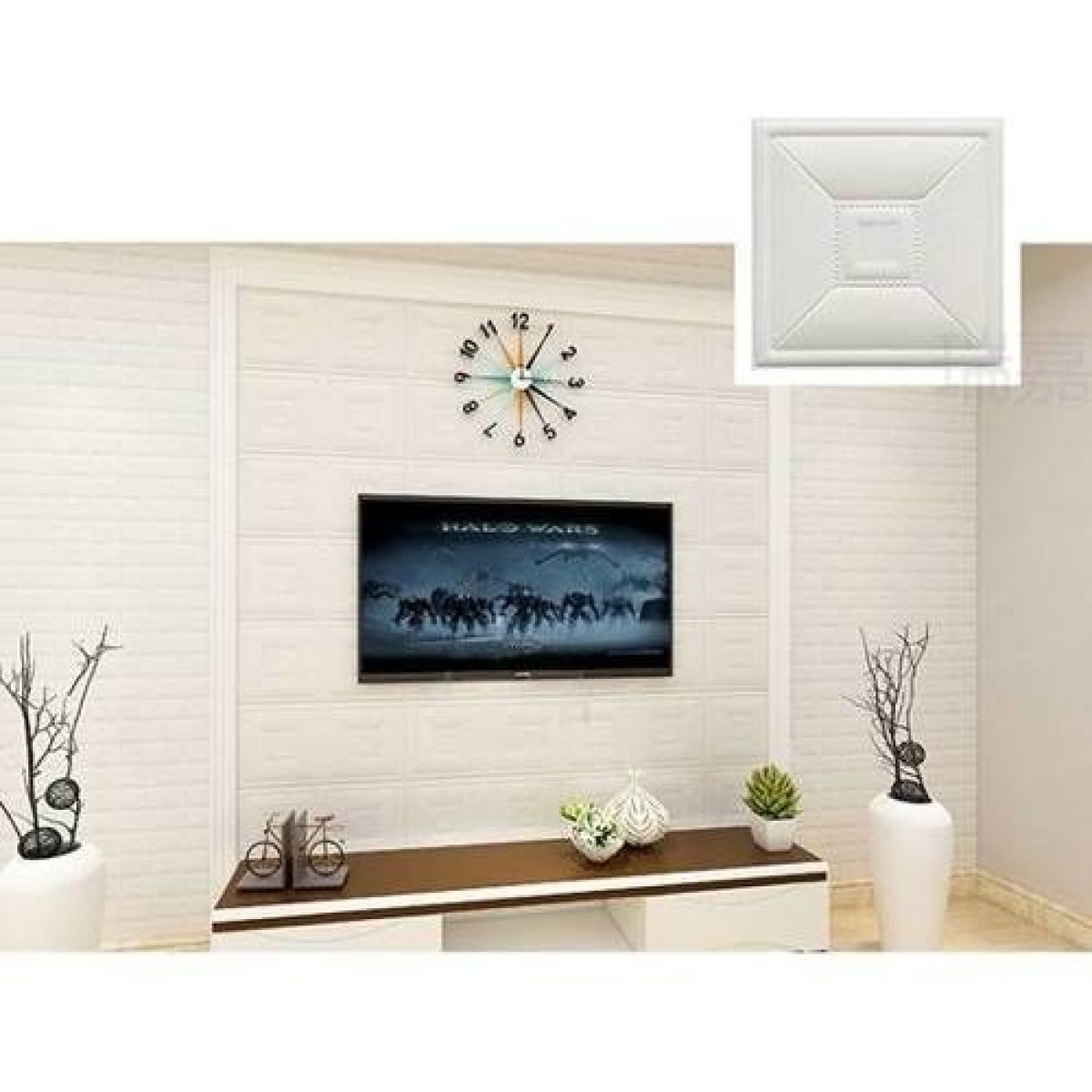 Revestimientos Adhesivo Panel 3d Blanco Dormitorio Living C - Imagen 2