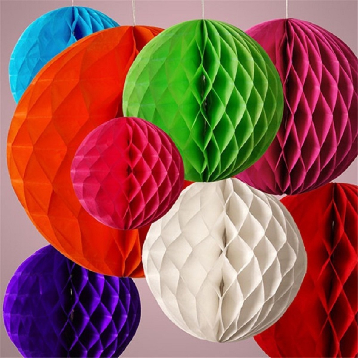 Decoracion De Cumpleaños Pompones De Papel Pelota - 20cm - Imagen 10