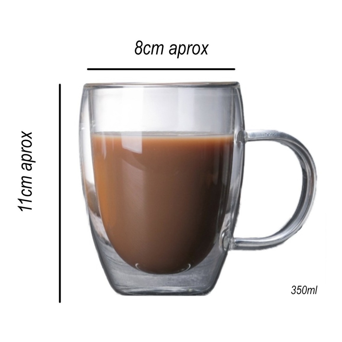 Set X 2 Vasos Taza Aislante Vidrio Borosilicato - 350ml - Imagen 2