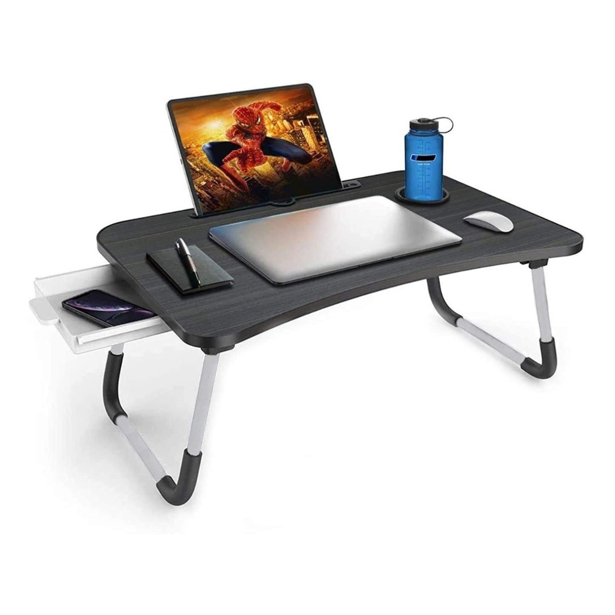 Mesa Plegable Para Laptop Tablet Con Portavaso Y Cajón - Imagen 7