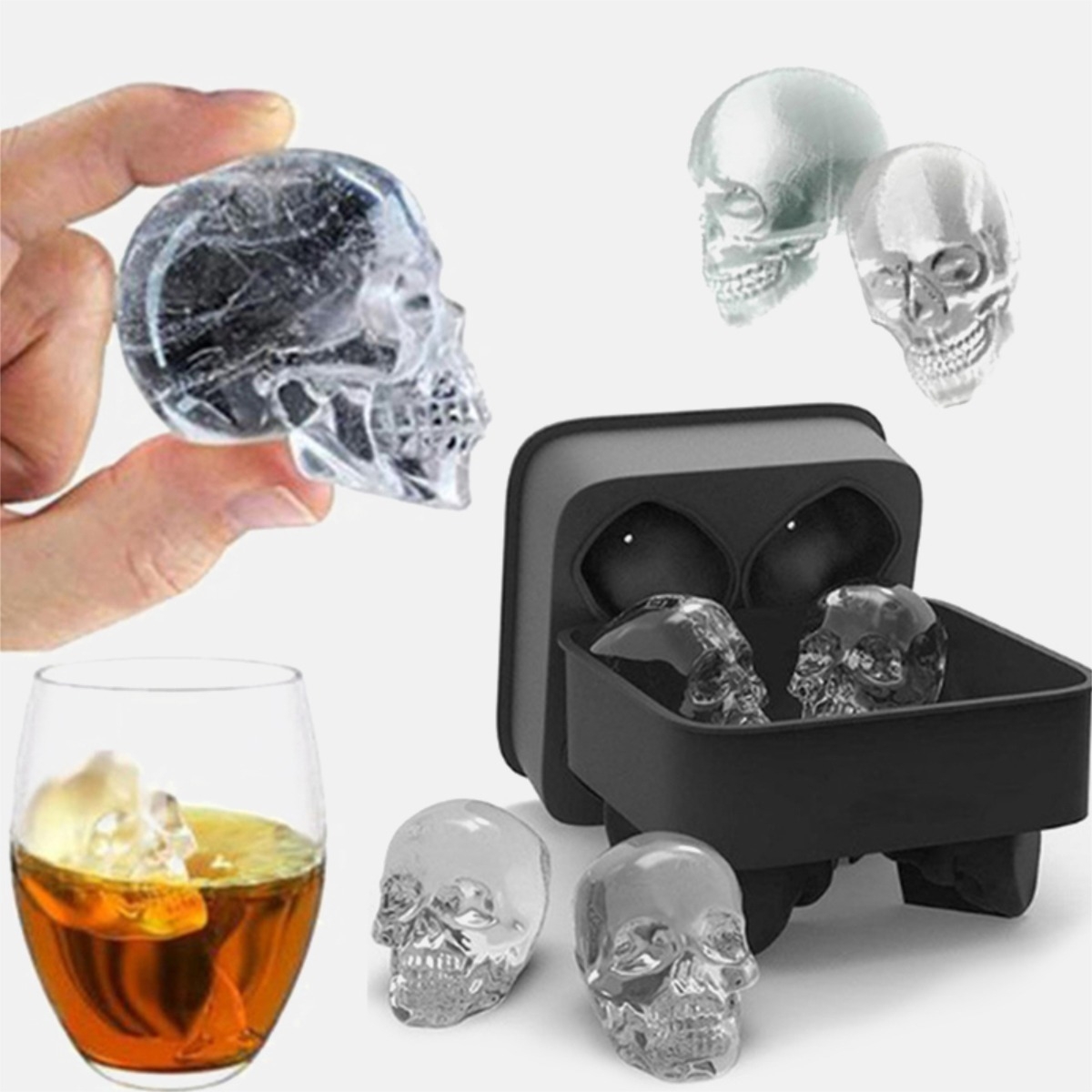 Hielera, Molde Hielo, Cubetera De Silicona Forma Calavera - Imagen 6