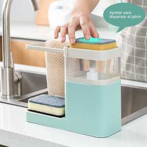 Soporte Dispensador Para Esponja + Jabon Y Rejilla Cocina, foto 4