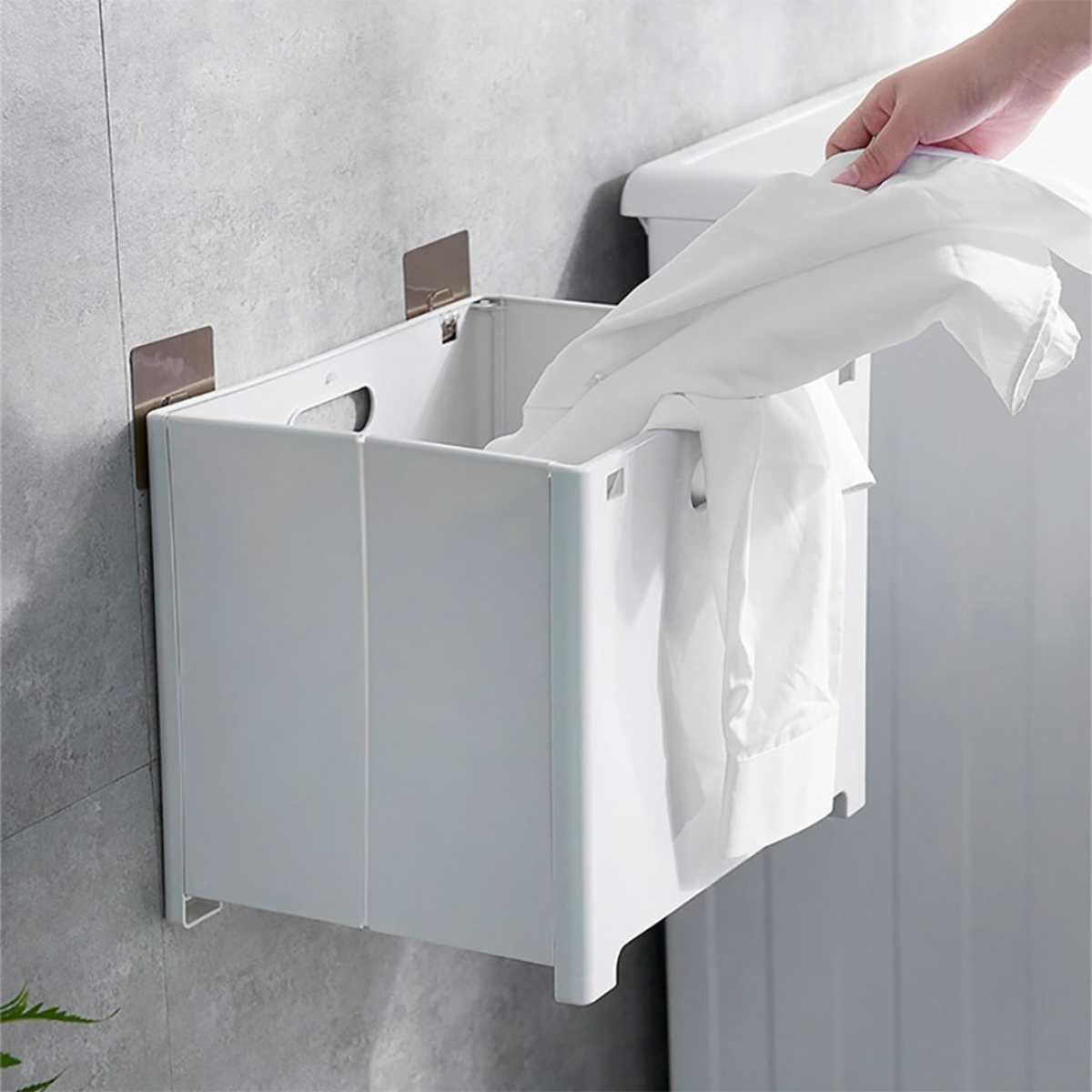 Cesto Ropa Sucia Plegable Para Colgar Pared Baño Caja Chico - Imagen 6