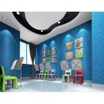 Revestimiento Adhesivo Panel 3d Simil Ladrillo Celeste 0.8mm - Imagen 2