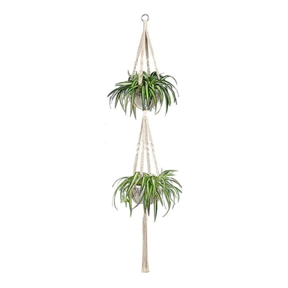 Porta Macetas Tejidos En Macrame Pack X 4 - Varios Diseños - Imagen 2
