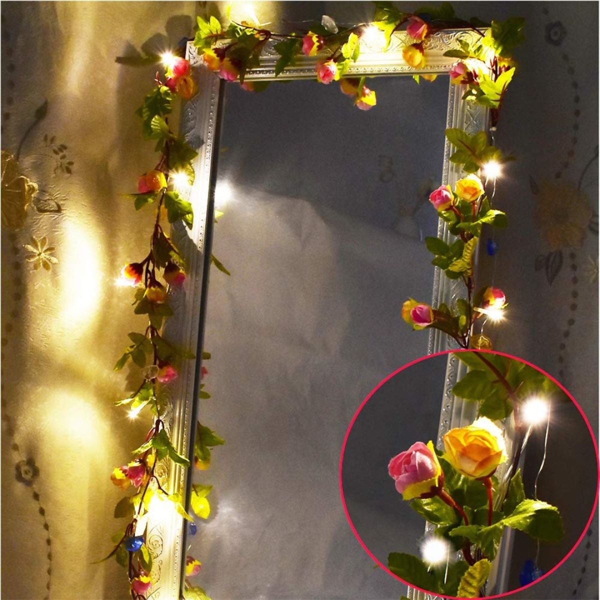 Guirnalda Con Luces En Forma De Rosas Guía Led Flores - Imagen 2