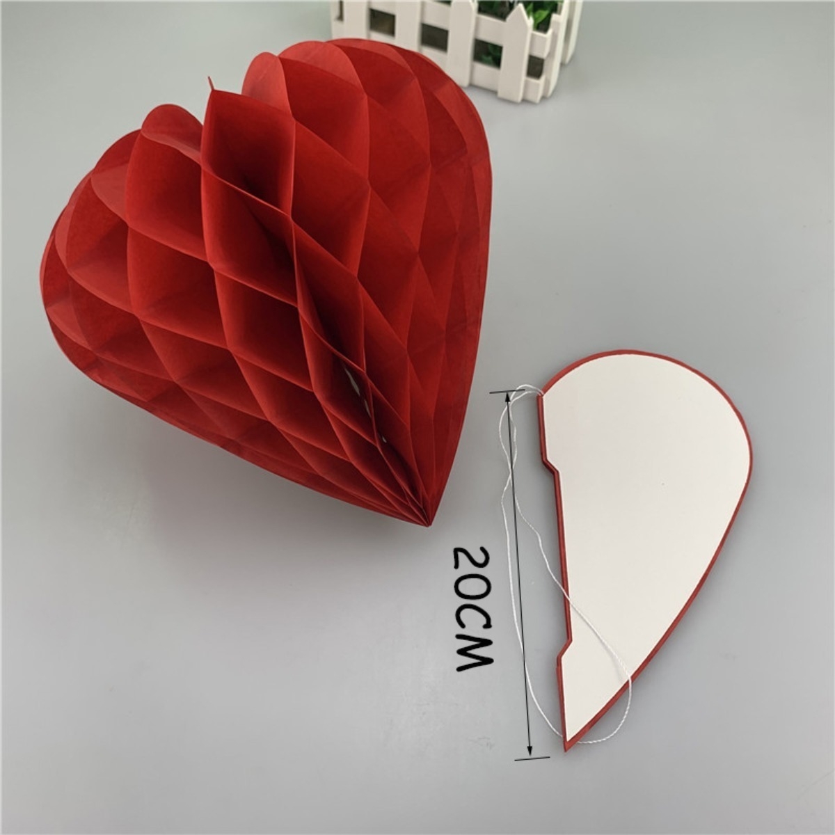 Decoracion De Cumpleaños Corazon De Papel Plegable - 20cm - Imagen 4
