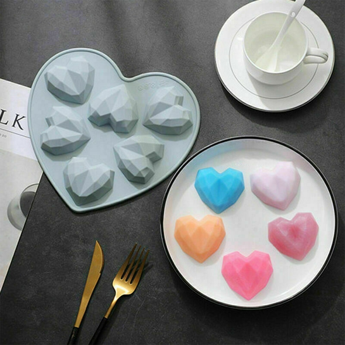 Molde De Silicona Corazones Bombones Jabones Pasteleria - Imagen 5