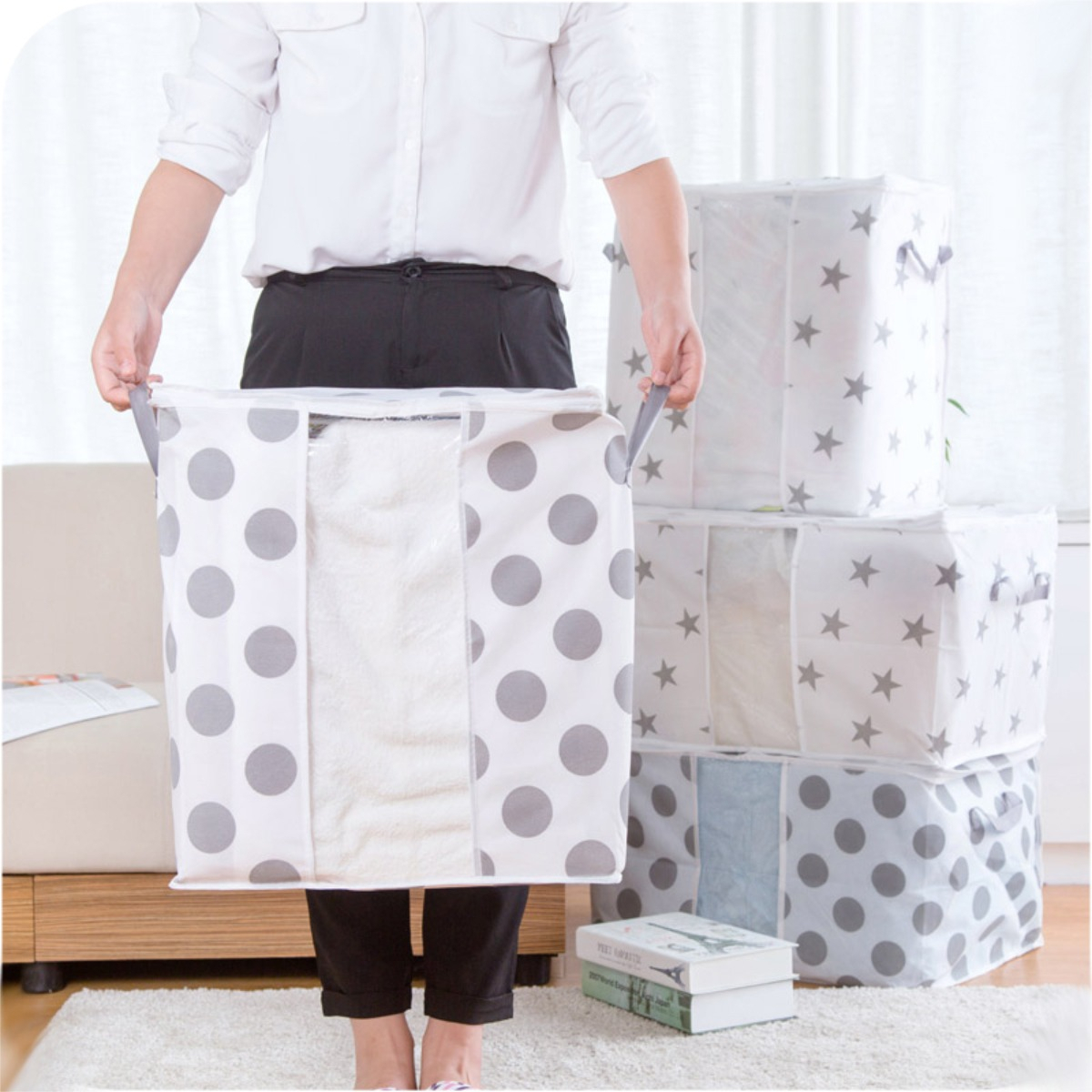 Bolsa Plegable Para Guardar Ropa Con Ventana Diseños 48 X 42 - Imagen 17