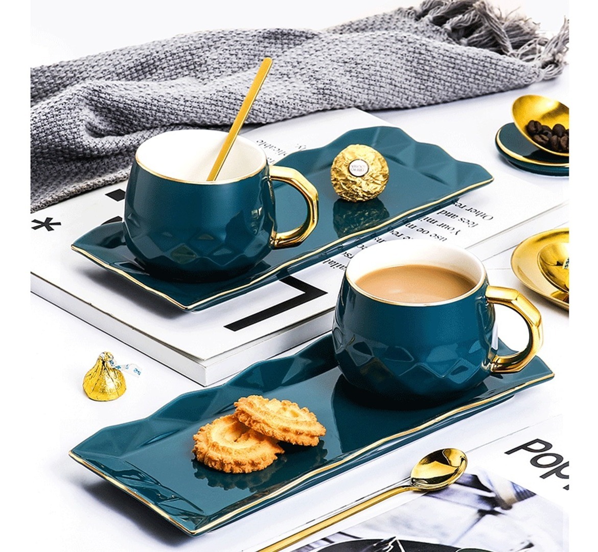 D_992588-MLU40464139724_012020-F.jpg Juego Taza Y Bandeja Con Cuchara Para Té O Café Fino Calidad - Imagen 1