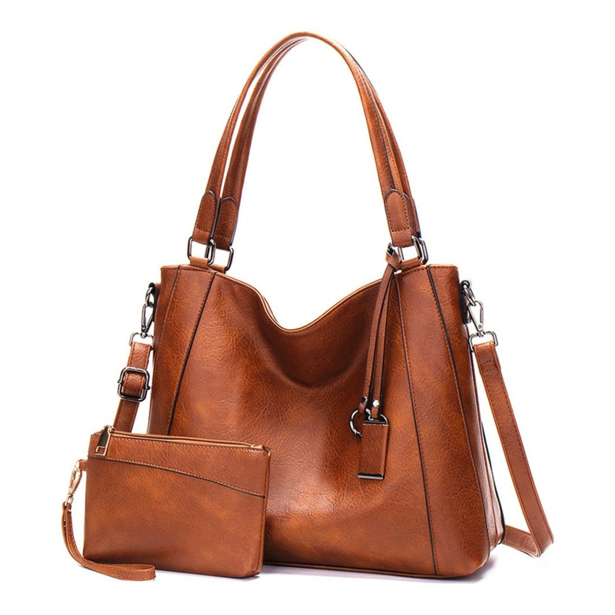 Bolso Cartera En Pu Gran Capacidad + Pouch - Clasica - Imagen 5
