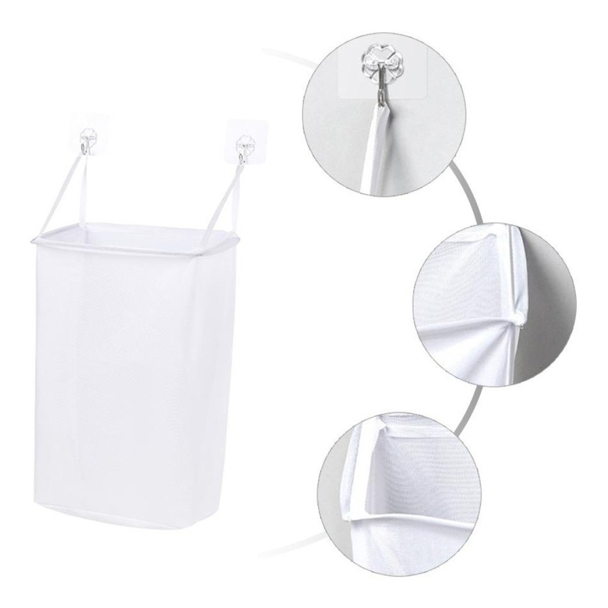 Cesto Tela Ropa Sucia Para Colgar Pared Baño - Imagen 5