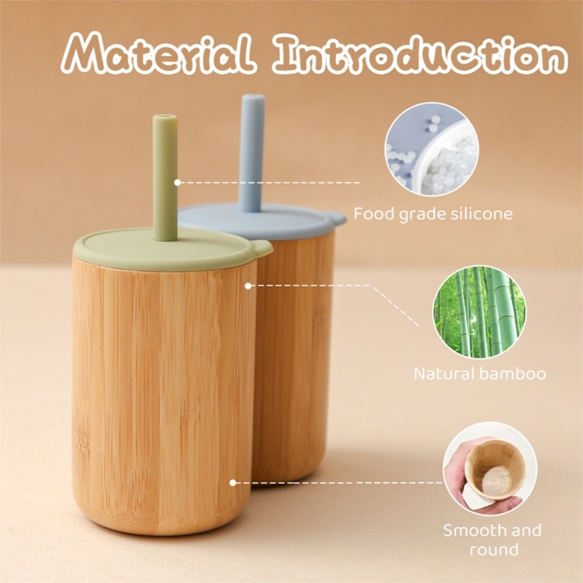 Vaso Con Sorbito 150ml Antiderrame Bamboo P/bebés Niños - Imagen 6