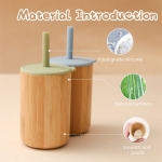 Vaso Con Sorbito 150ml Antiderrame Bamboo P/bebés Niños - Imagen 6