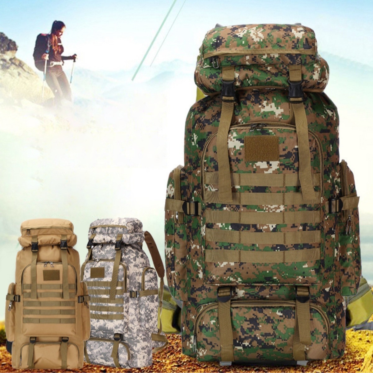 Mochila Tactica Militar De Viaje Grande 60 Lts Iluminarás - Imagen 17