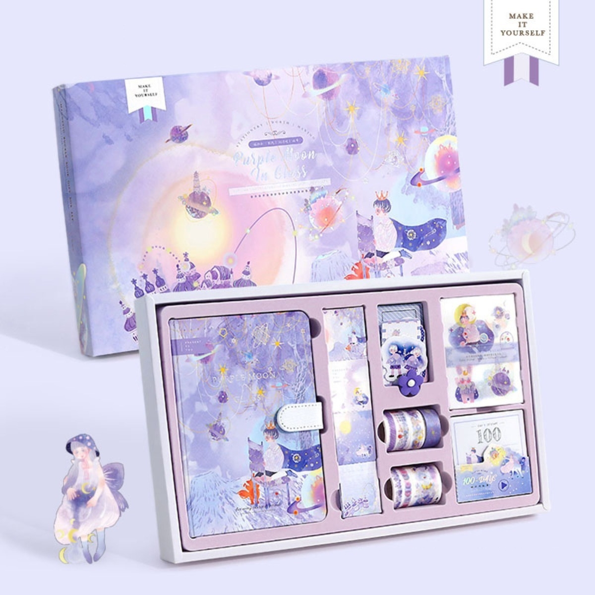 Set Cuaderno Diario Intimo + Stickers Reglas Cintas Y Más - Imagen 8