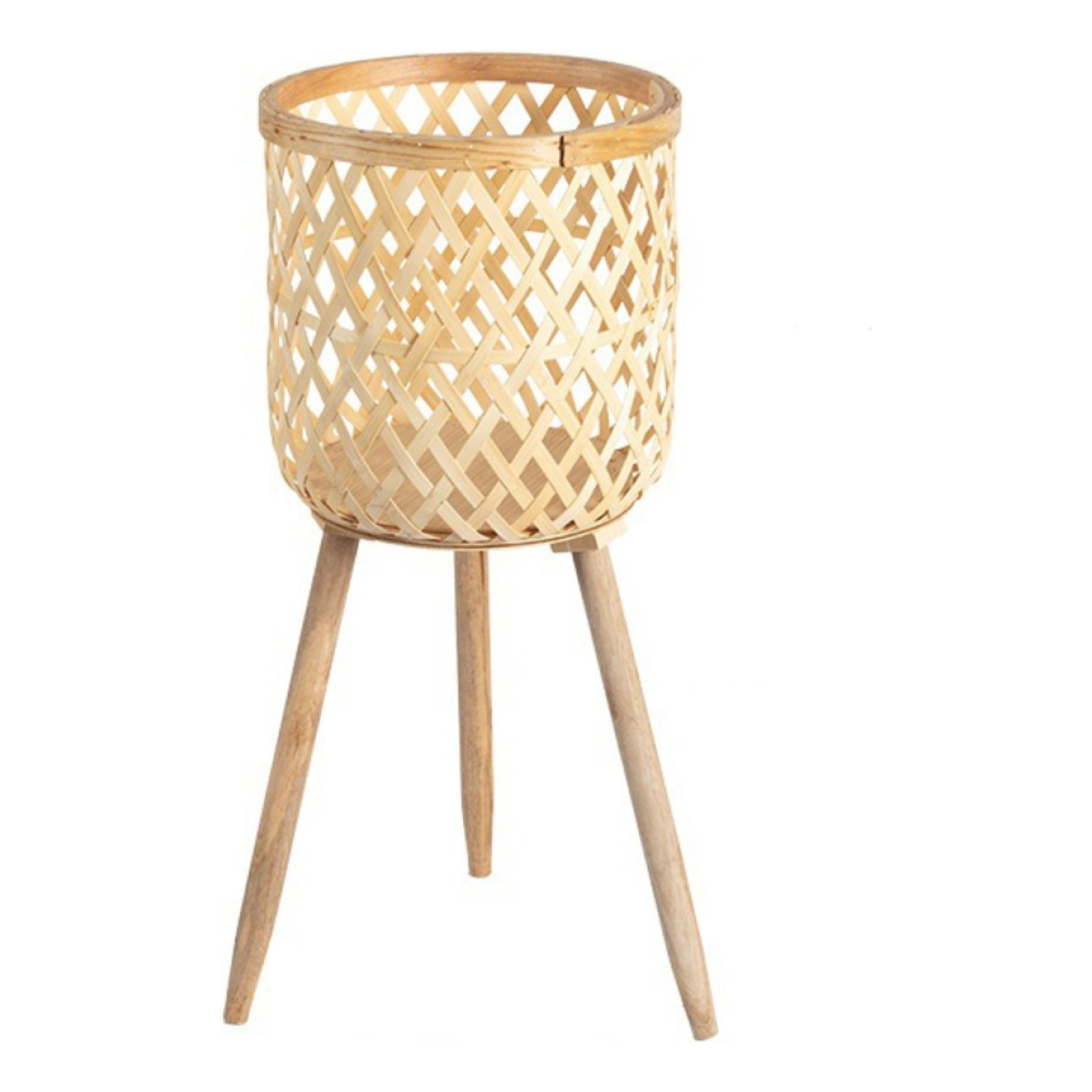 Porta Macetas Deco Estilo Boho Fabricado En Bambu - Grande - Imagen 1