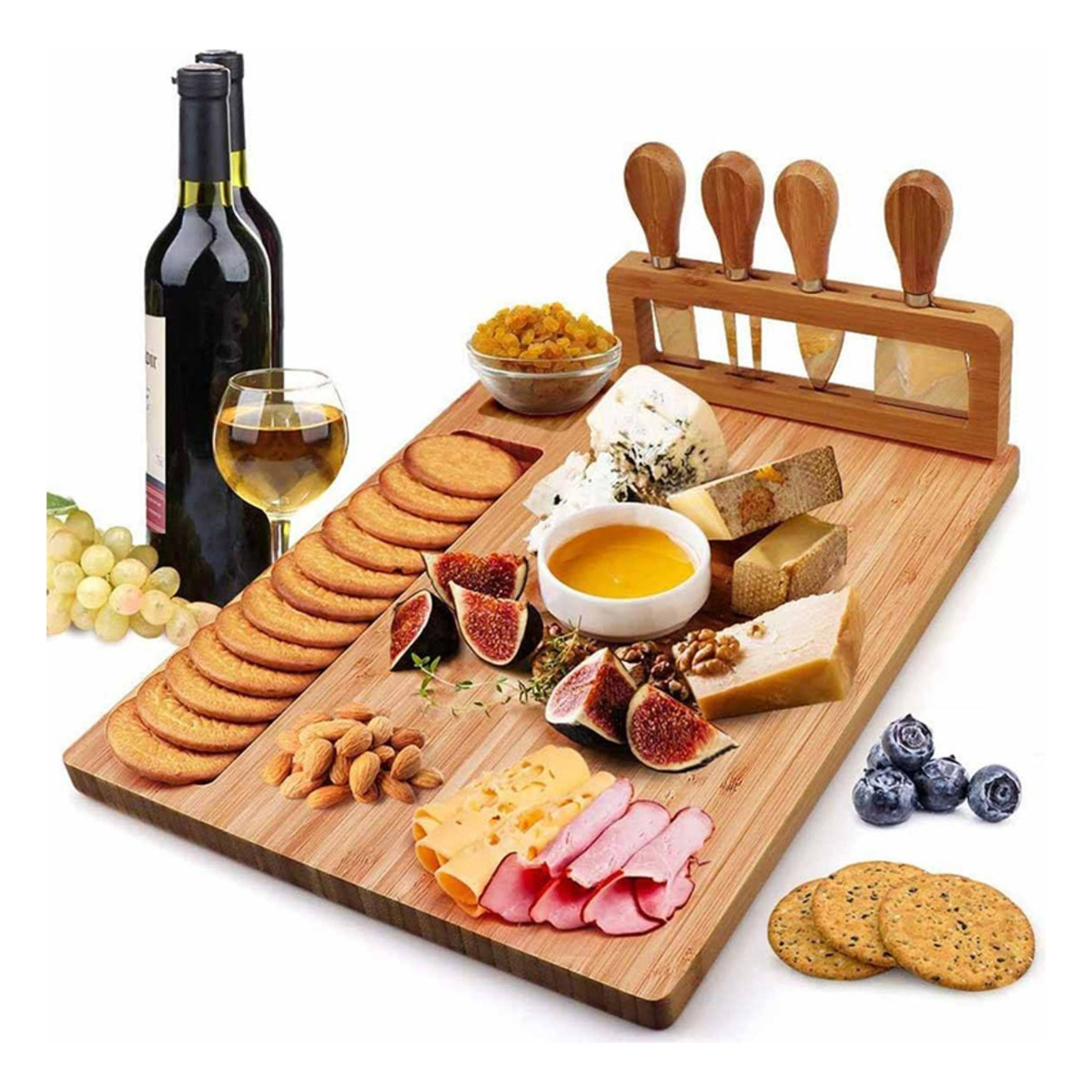 Tabla Copetin Rectangular Tabla De Quesos + Kit Cuchillos - Imagen 1