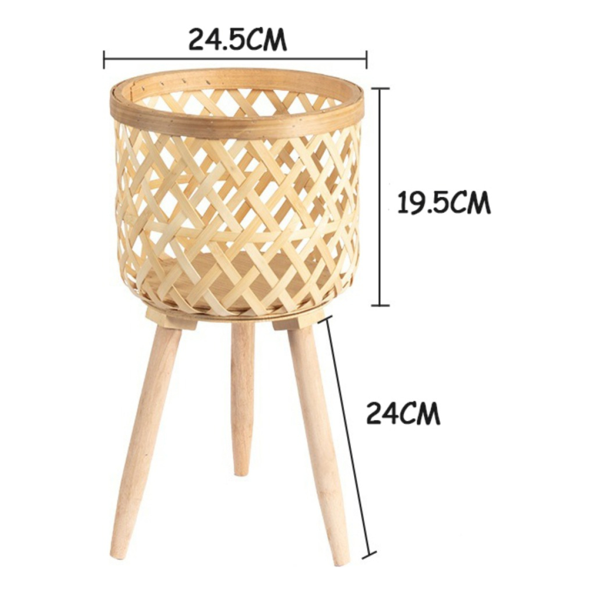 Porta Macetas Deco Estilo Boho Fabricado En Bambu - Mediano - Imagen 2