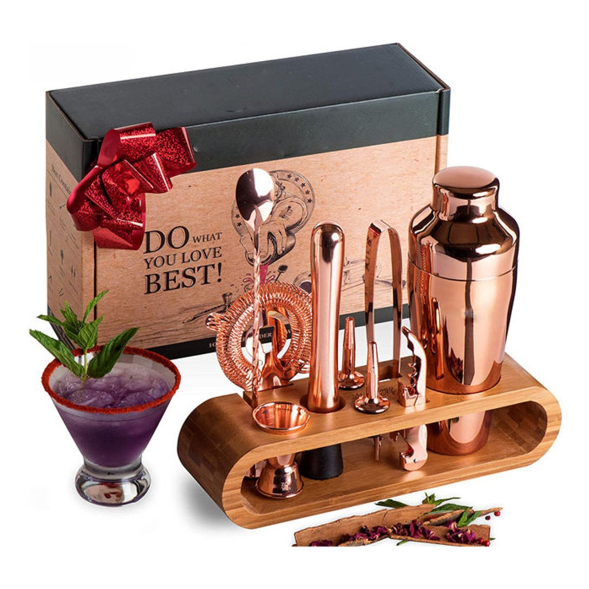 Set 9 Piezas Juego Cocteleria Barman Acero Inoxidable Rose - Imagen 3