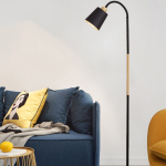 Lampara Luminaria De Pie Pantalla Metal Con Madera Deco - Imagen 7