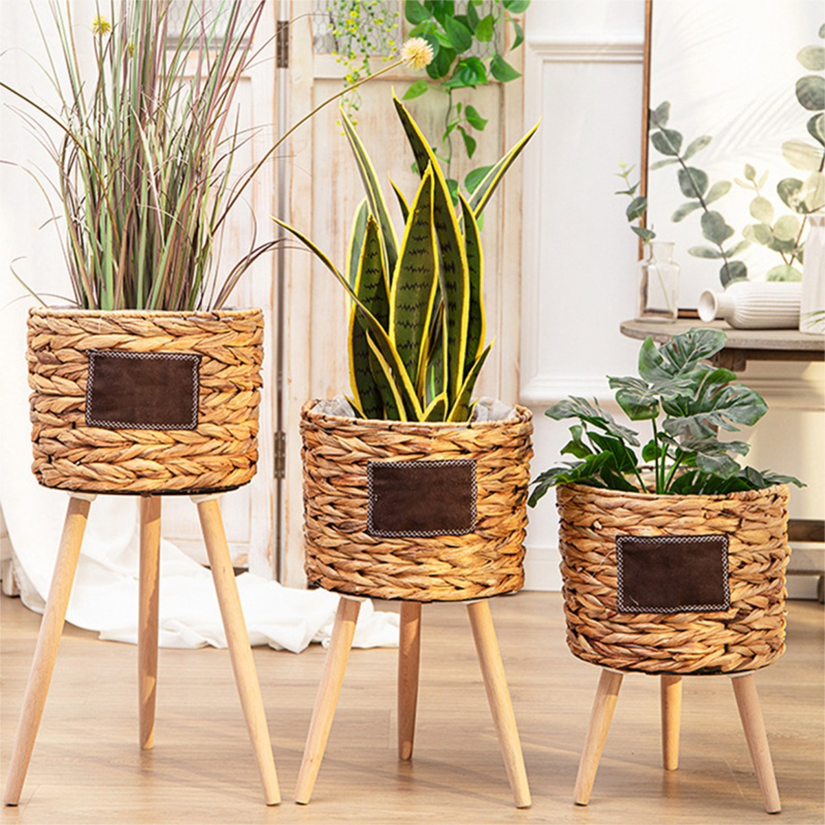 Porta Macetas Deco Estilo Boho Fabricado Mimbre - Chico - Imagen 5