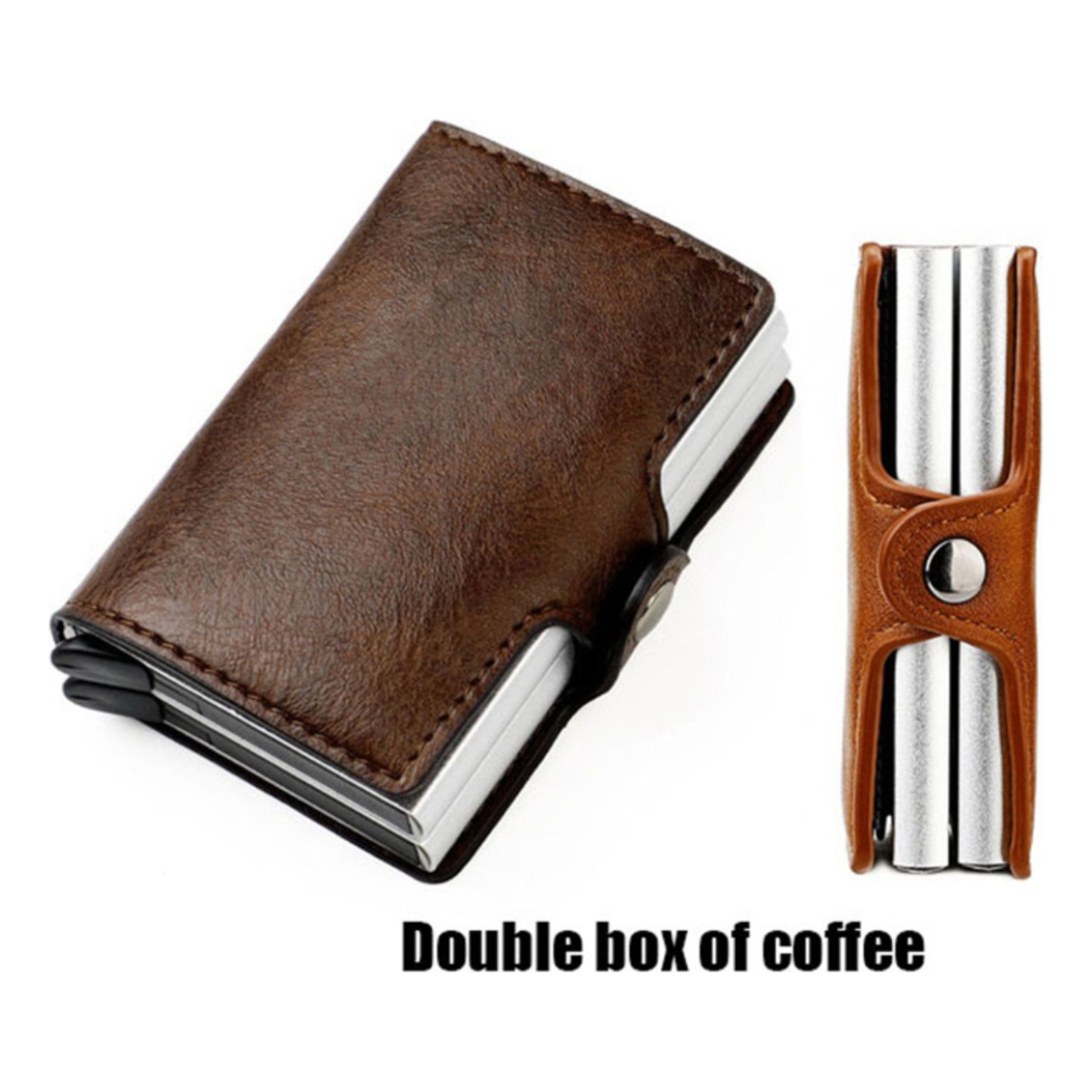Porta Tarjetas De Metal Rfid Cuero Sintetico Doble - Imagen 12