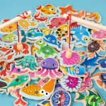 Juego De Pesca Magnetico De Madera 50 Animales Marinos - Imagen 2
