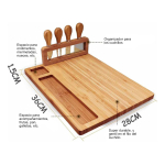 Tabla Copetin Rectangular Tabla De Quesos + Kit Cuchillos - Imagen 3