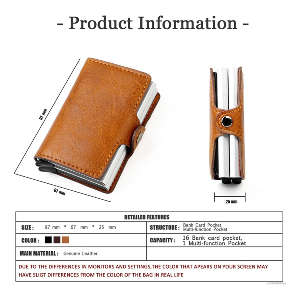 Porta Tarjetas De Metal Rfid Cuero Sintetico Doble - Imagen 5
