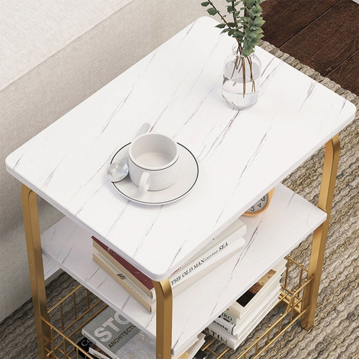 Mesa De Centro Para Estar Dormitorio Textura Mármol Grande - Imagen 5