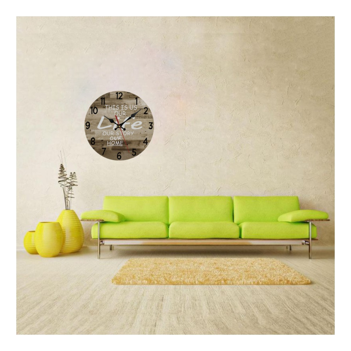 Reloj De Pared Simil Madera Retro Silencioso Decorativo Life - Imagen 3