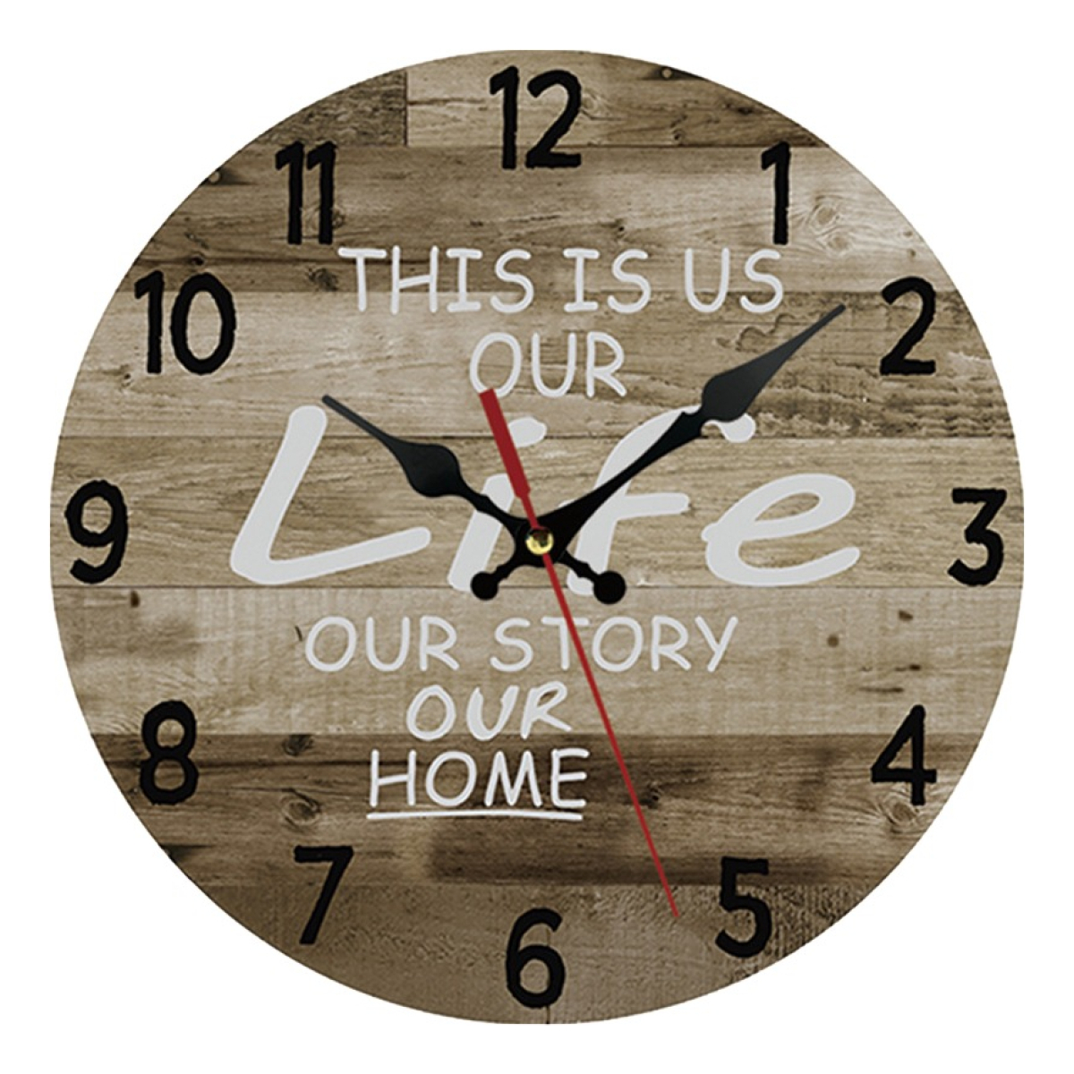 Reloj De Pared Simil Madera Retro Silencioso Decorativo Life - Imagen 1