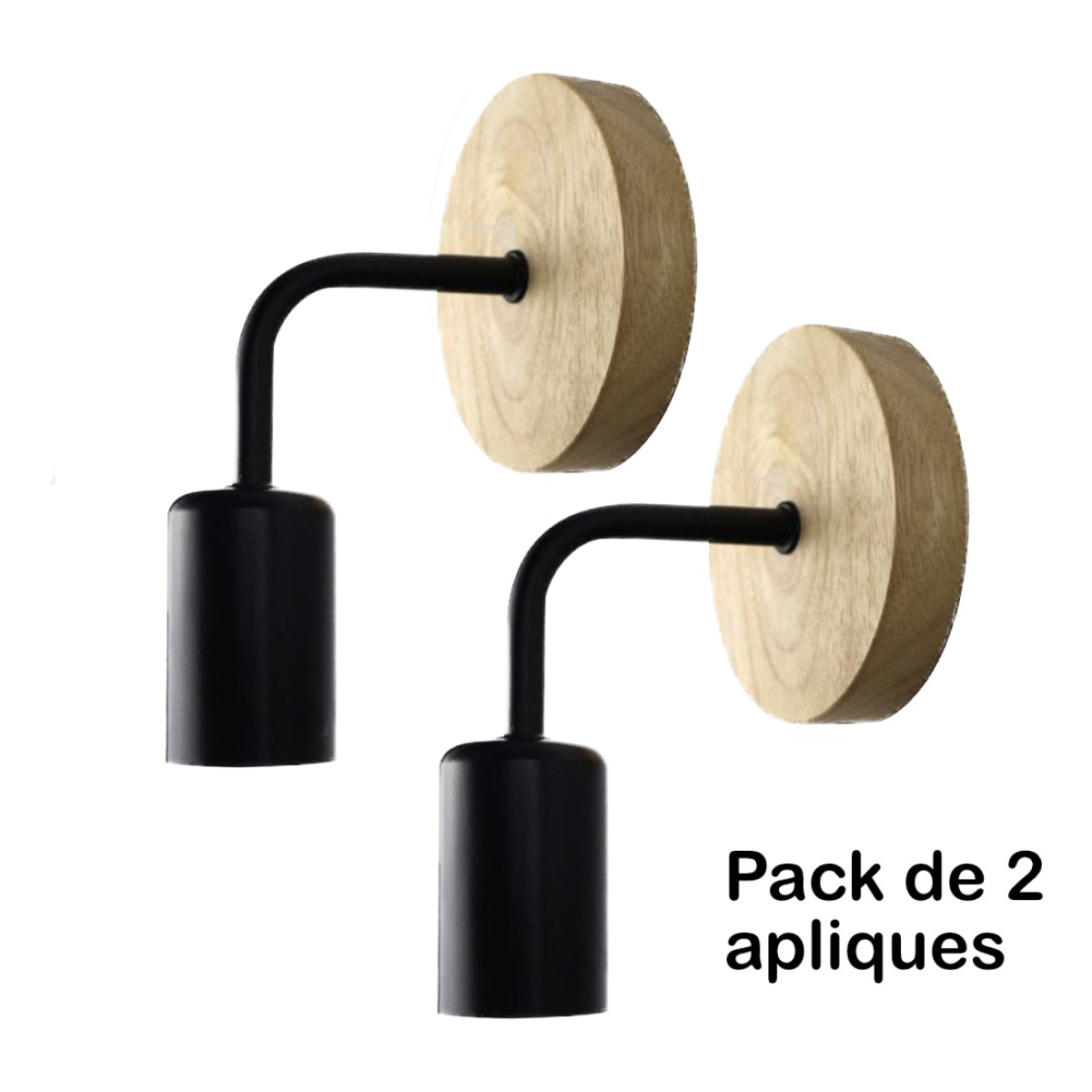 Pack X2 Aplique Metal Madera Nordico Vintage + Lampara - Imagen 8