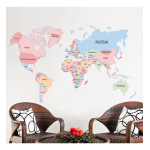 Vinilo Adhesivo Pared Mapa Mundi Planisferio 120x70 Cm - Imagen 2