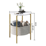 Mesa Auxiliar En Hierro Y Tela Con Cajon Organizador - Imagen 7