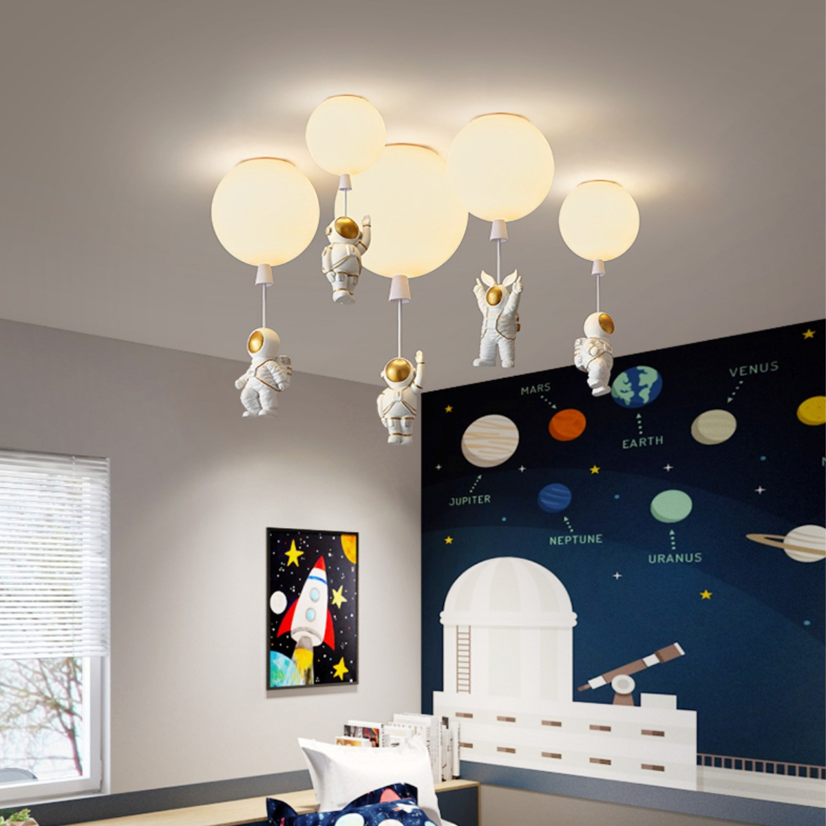 Lampara Colgante Para Techo Infantil Led Astronauta - 25 Cm - Imagen 5