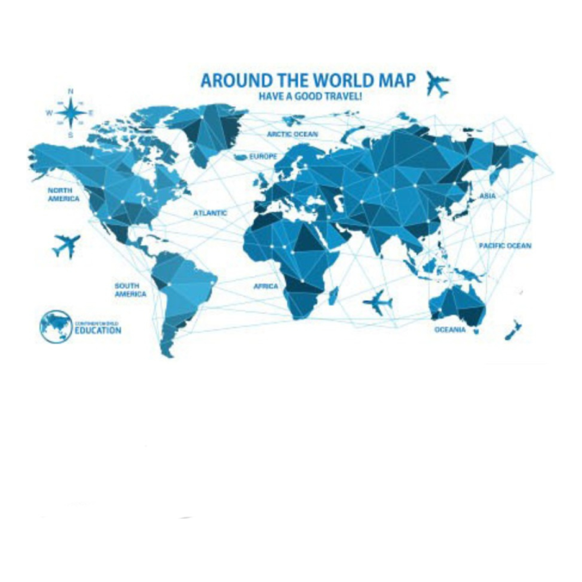 Vinilo Adhesivo Pared Mapa Mundi Planisferio 100x55 Cm - Imagen 1