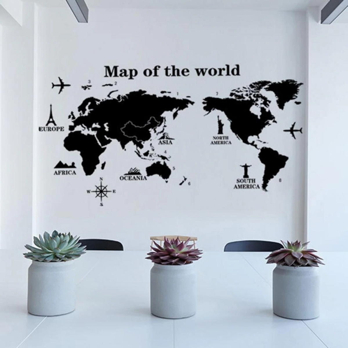Vinilo Adhesivo Pared Mapa Mundi Planisferio 100x70 Cm - Imagen 2